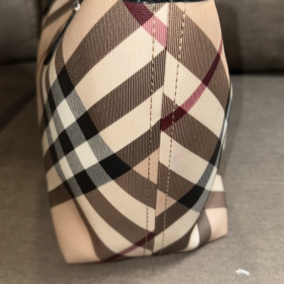 Burberry Pink and Black Checkered Tote - Picture 4 of 9